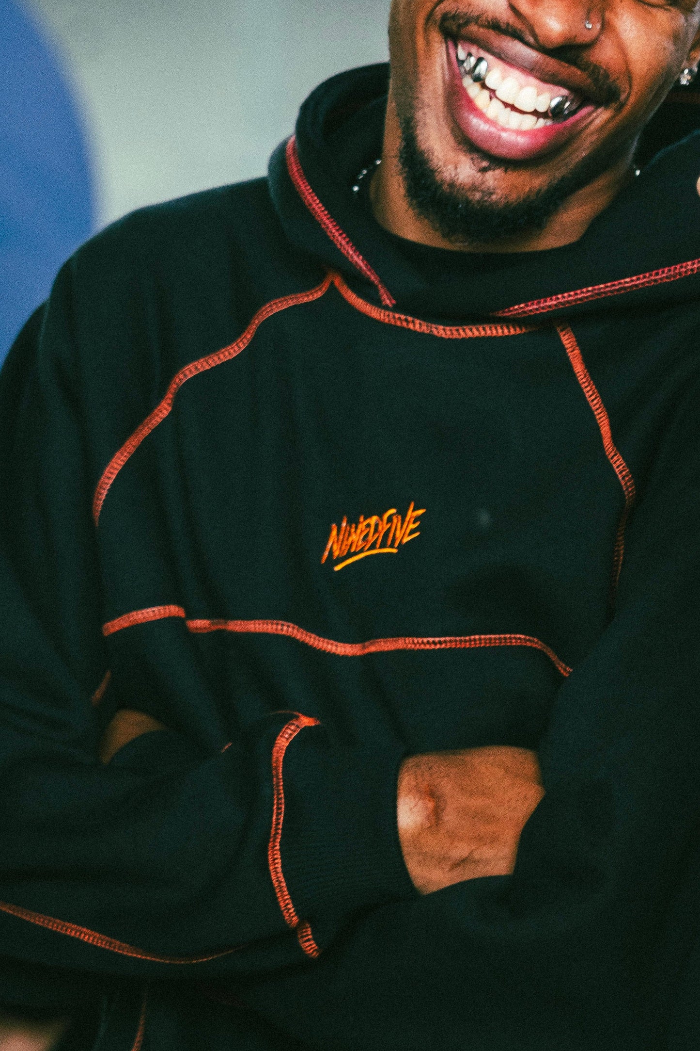 ORANGE BLACK ZIG HOODIE