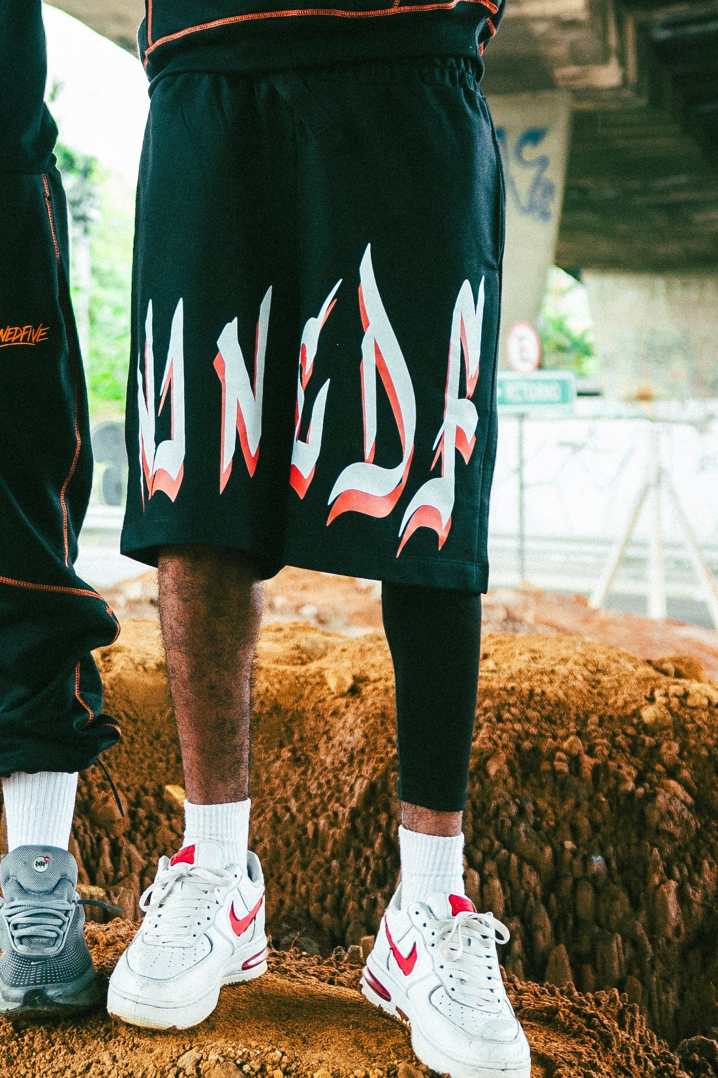 ORANGE BLACK GRAFFITI SHORTS
