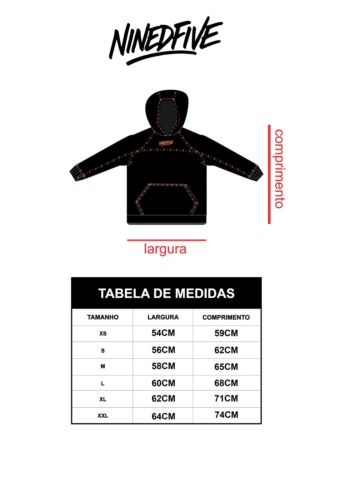 ORANGE BLACK ZIG HOODIE